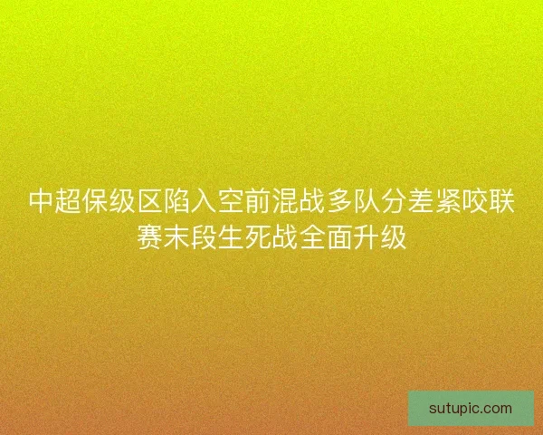中超保级区陷入空前混战多队分差紧咬联赛末段生死战全面升级